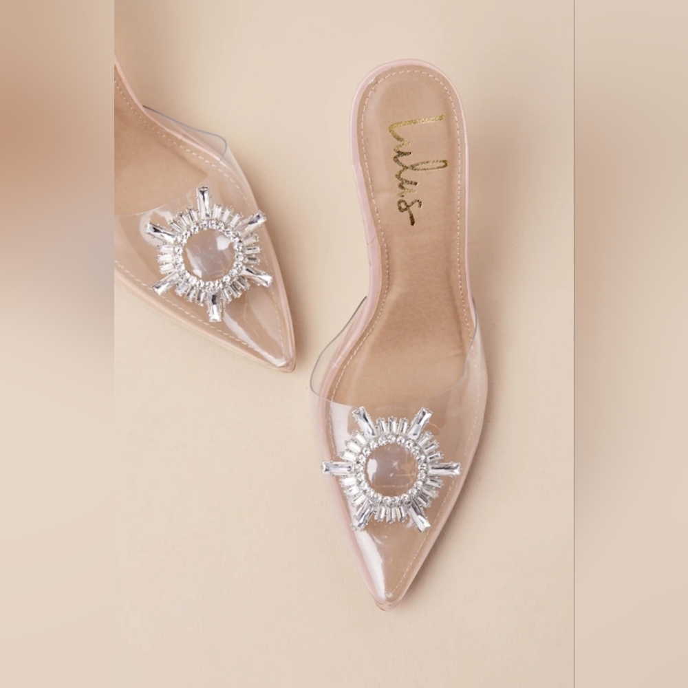 Lulu's Silver Rhinestone Clear Heels - Picture 2 of 5